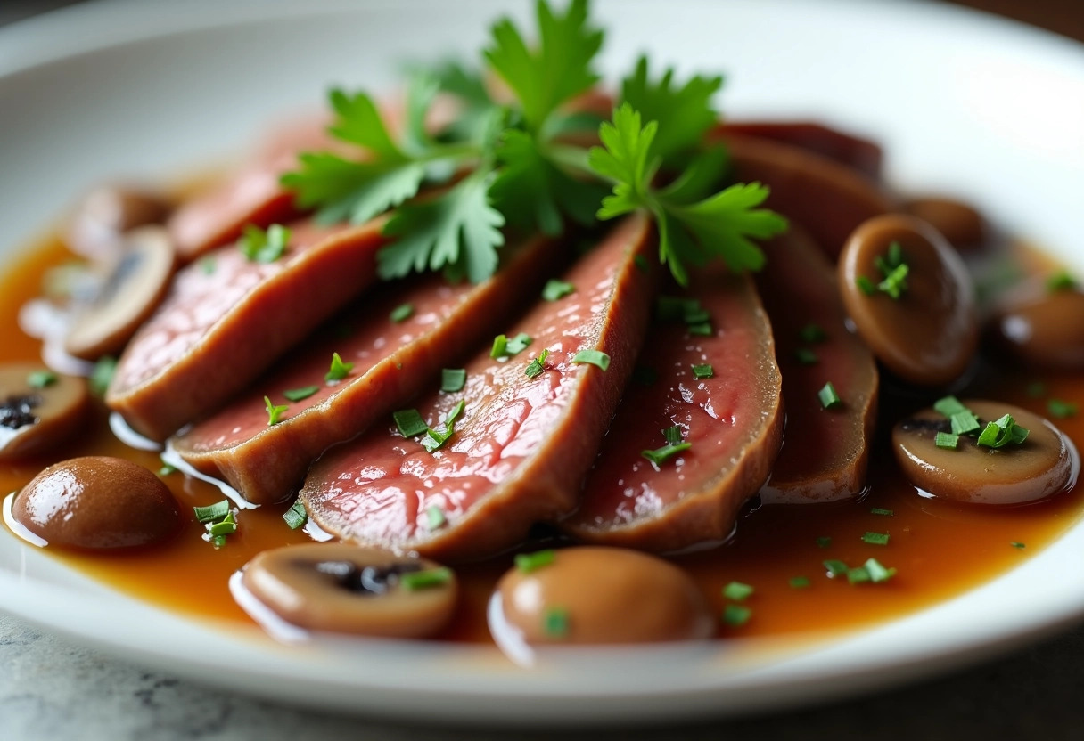 langue de bœuf  champignons