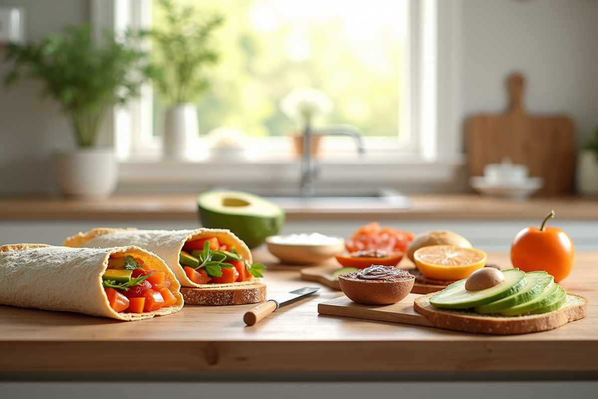 Cuisine moderne avec wraps sans gluten et tartines de patate douce