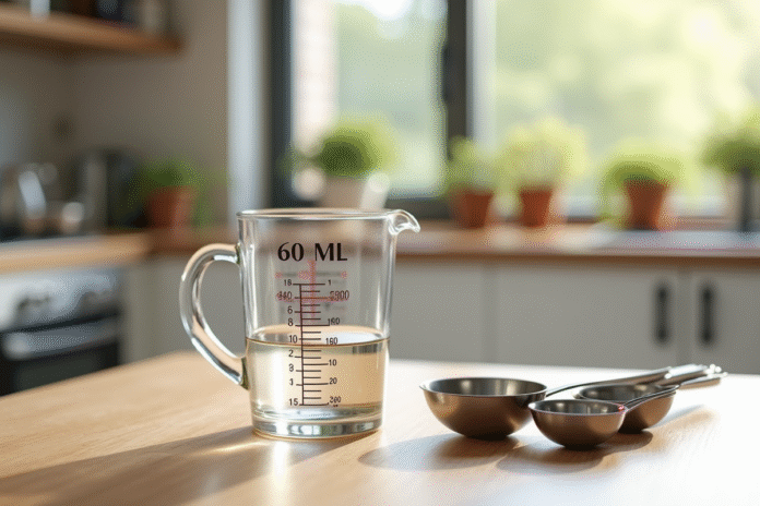 Verseuse de cuisine avec mesure de 60 ml et cuillères en acier inoxydable