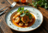 Plat gourmet de girolles dorées avec herbes fraîches