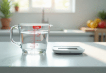 Verre d'eau à 100 ml avec balance numérique moderne