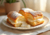 Millefeuille avec couches irrégulières et crème qui déborde