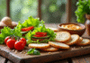 Table rustique avec alternatives saines aux pains frais
