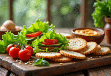 Table rustique avec alternatives saines aux pains frais