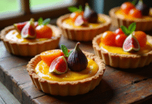 Assortiment de tartes aux fruits avec figues et tangerines